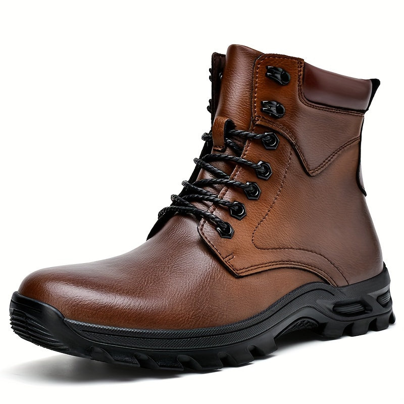 Men's Rugged Lace-Up Boots – Mid-Top Work Boots with Cushioned Footbed