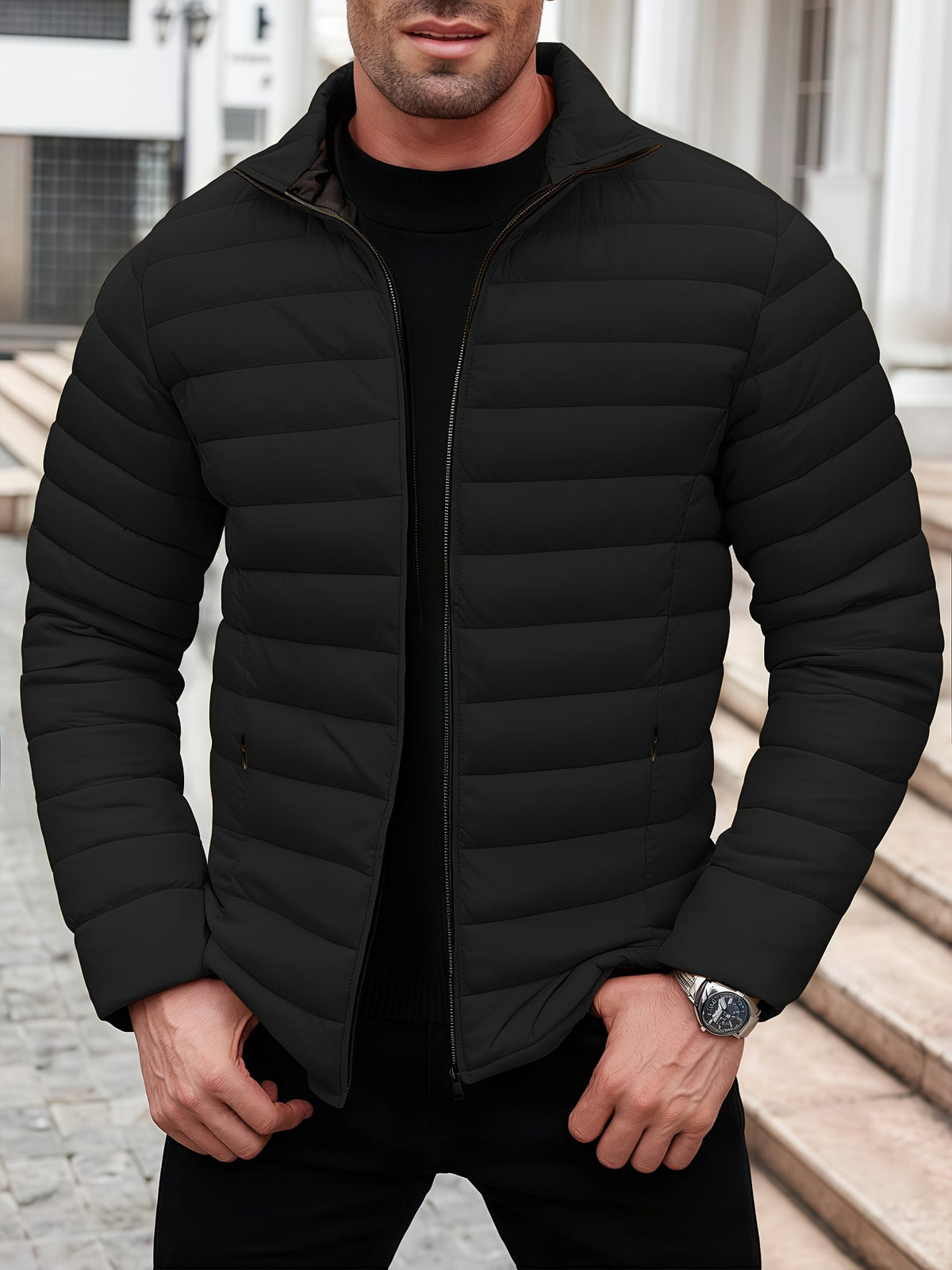Men's Lightweight Quilted Jacket – Packable Windproof Puffer Jacket