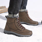 Men's Warm-Lined Winter Boots – Plush Lined Lace-Up Snow Boots with Grip Sole