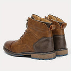 Men's Cap-Toe Ankle Boots – Lace-Up Dress Boots with Inner Zip