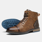 Men's Cap-Toe Ankle Boots – Lace-Up Dress Boots with Inner Zip