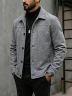 Men's Classic Button-Front Jacket – Refined Everyday Collared Jacket