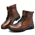 Men's Rugged Lace-Up Boots – Mid-Top Work Boots with Cushioned Footbed