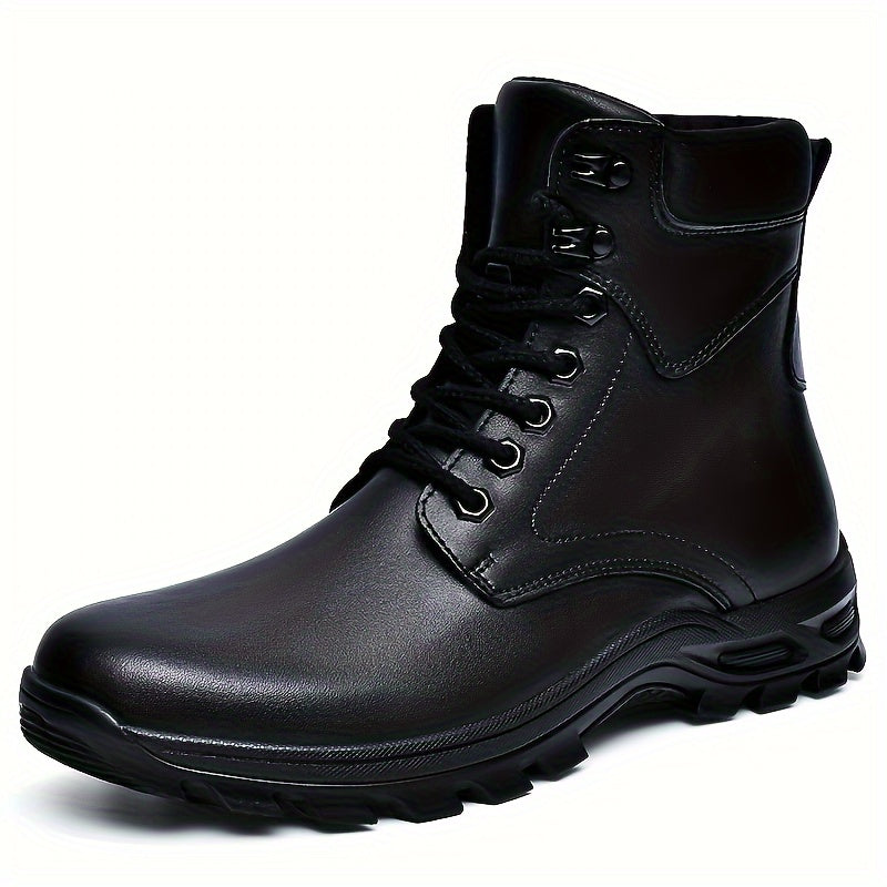 Men's Rugged Lace-Up Boots – Mid-Top Work Boots with Cushioned Footbed
