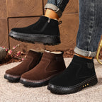 Men's Warm Lined Ankle Boots – Cozy Side-Zip Winter Boots with Cushioned Sole