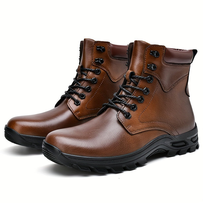 Men's Rugged Lace-Up Boots – Mid-Top Work Boots with Cushioned Footbed