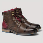 Men's Cap-Toe Ankle Boots – Lace-Up Dress Boots with Inner Zip