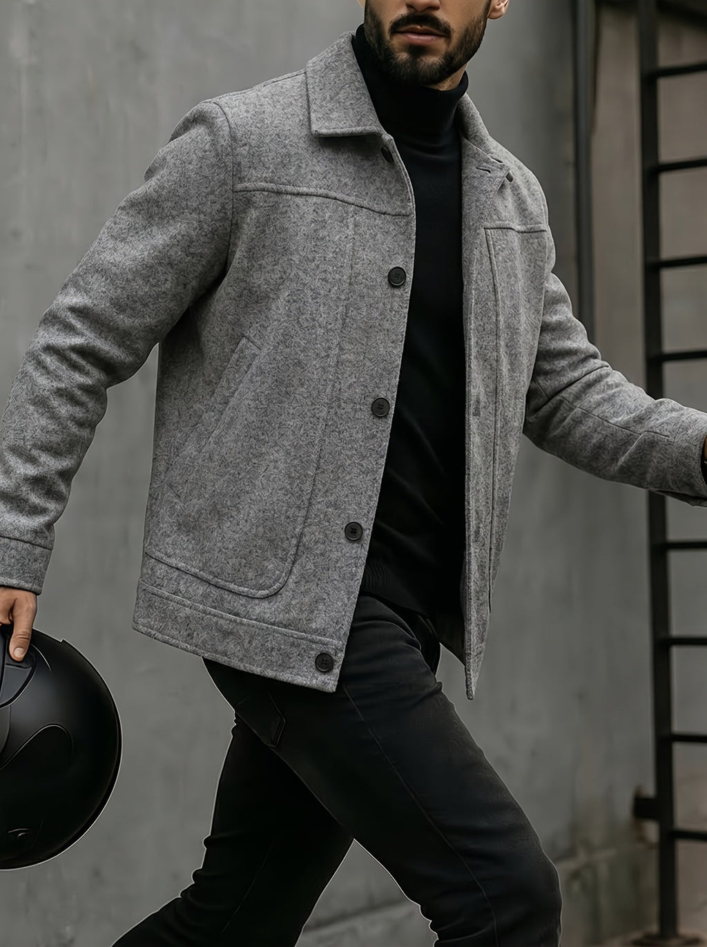 Men's Classic Button-Front Jacket – Refined Everyday Collared Jacket