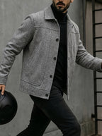 Men's Classic Button-Front Jacket – Refined Everyday Collared Jacket
