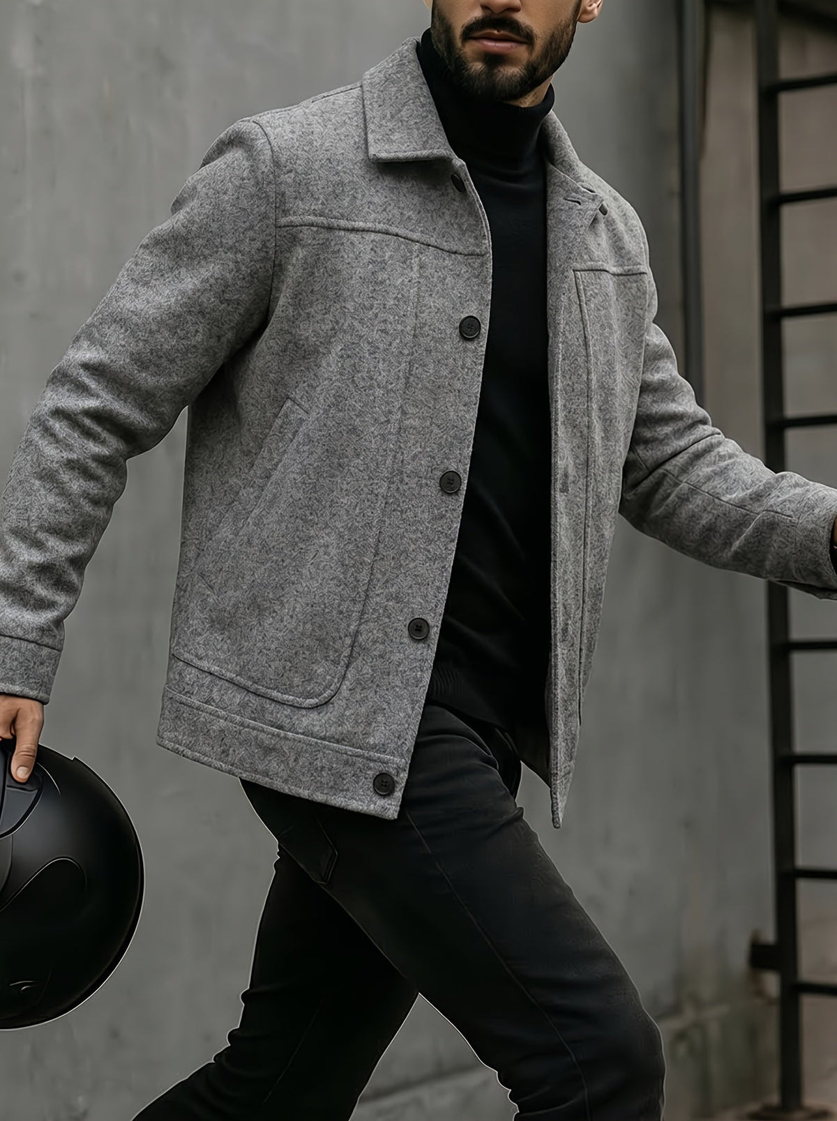 Men's Classic Button-Front Jacket – Refined Everyday Collared Jacket