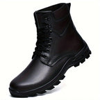Men's Rugged Lace-Up Boots – Mid-Top Work Boots with Cushioned Footbed