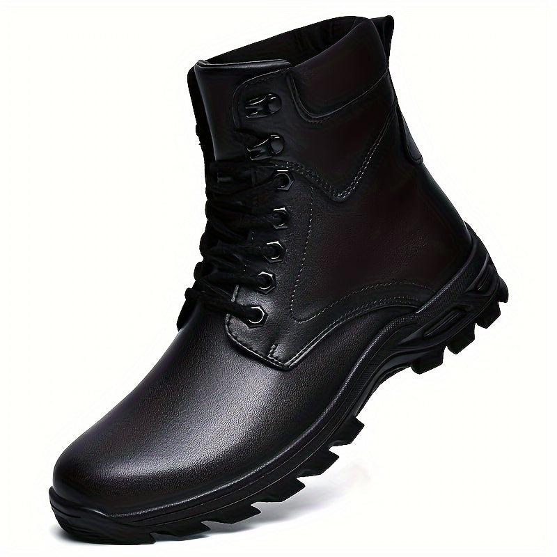 Men's Rugged Lace-Up Boots – Mid-Top Work Boots with Cushioned Footbed