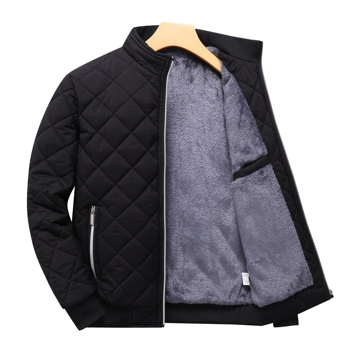 Men's Quilted Bomber Jacket – Warm Lined Puffer Jacket with Zip Pockets