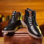 Men's Lace-Up Ankle Boots – Rugged Side-Zip Boots with Grip Sole