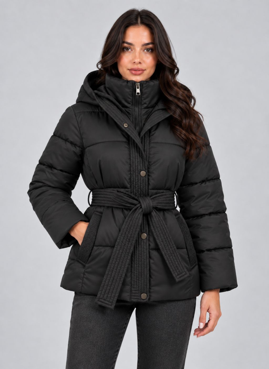 Women’s Short Puffer Jacket with Hood – Warm Winter Jacket