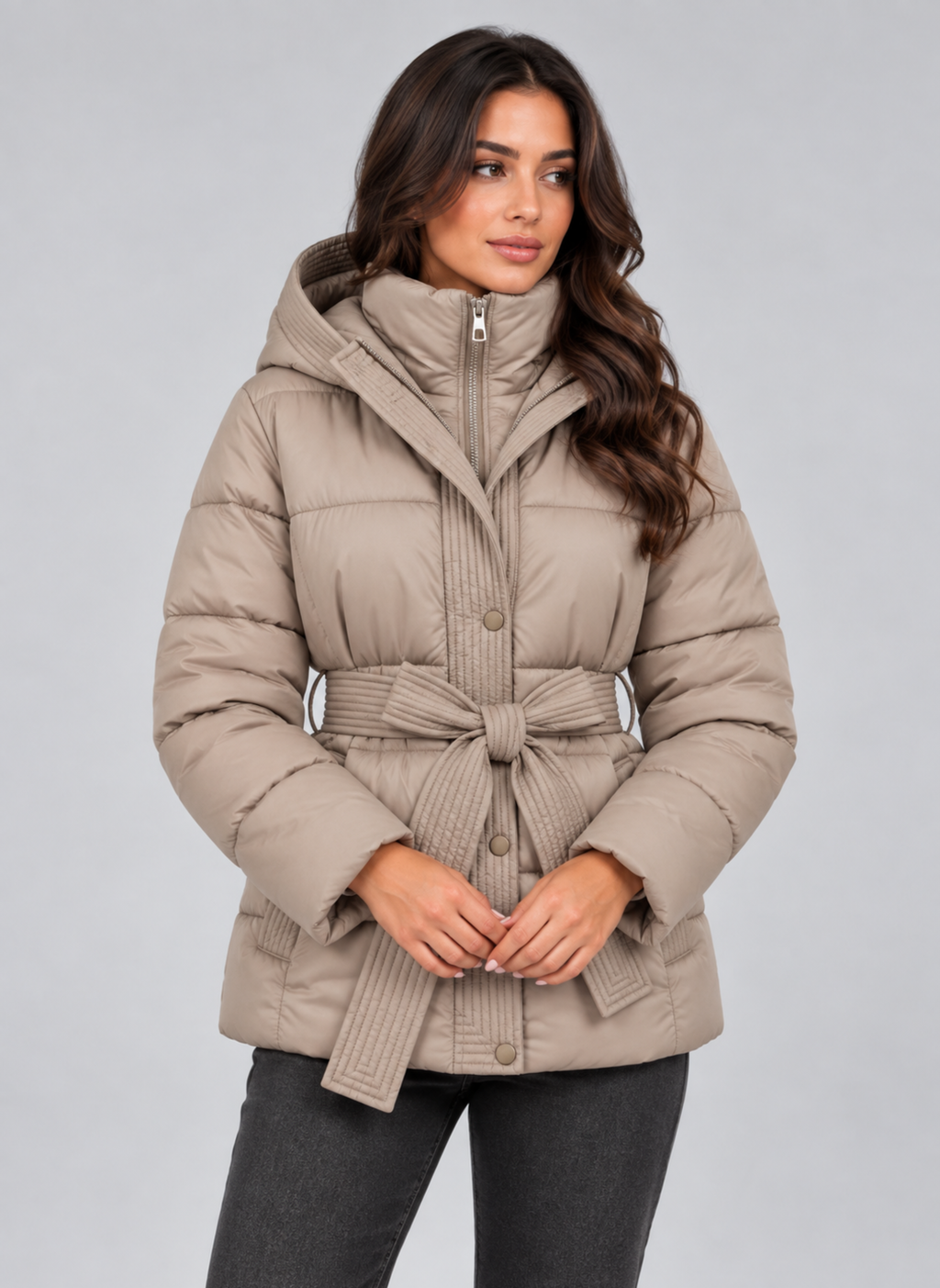 Women’s Short Puffer Jacket with Hood – Warm Winter Jacket