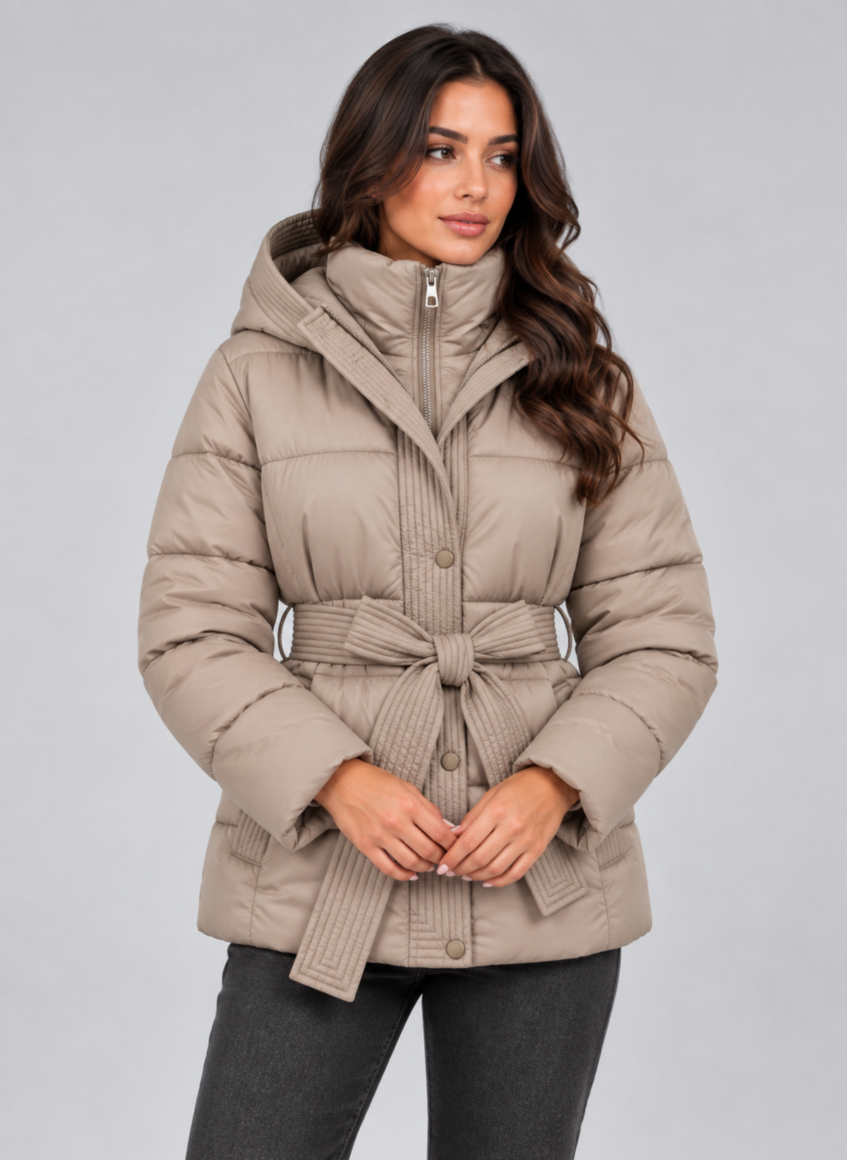 Women’s Short Puffer Jacket with Hood – Warm Winter Jacket