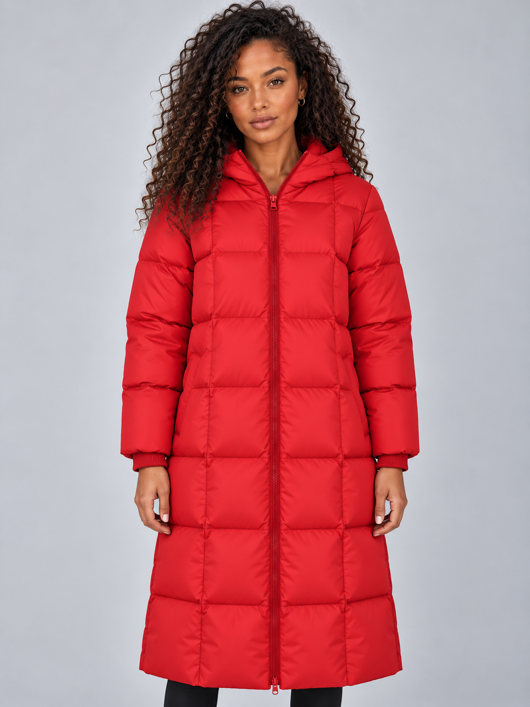 Women’s Long Puffer Coat with Hood – Warm Quilted Winter Coat