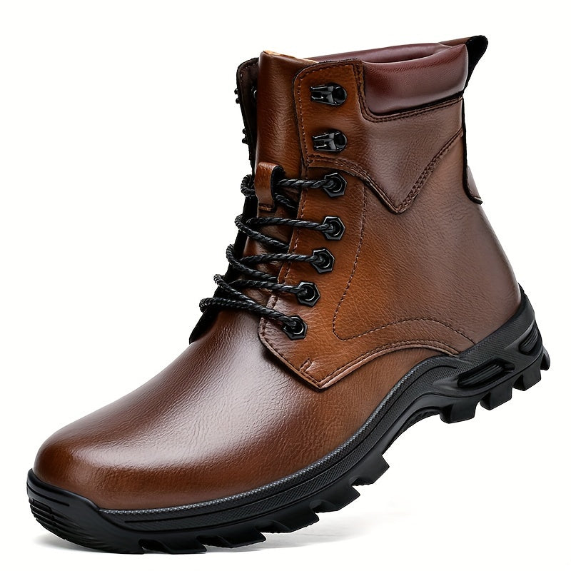 Men's Rugged Lace-Up Boots – Mid-Top Work Boots with Cushioned Footbed