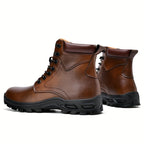 Men's Rugged Lace-Up Boots – Mid-Top Work Boots with Cushioned Footbed