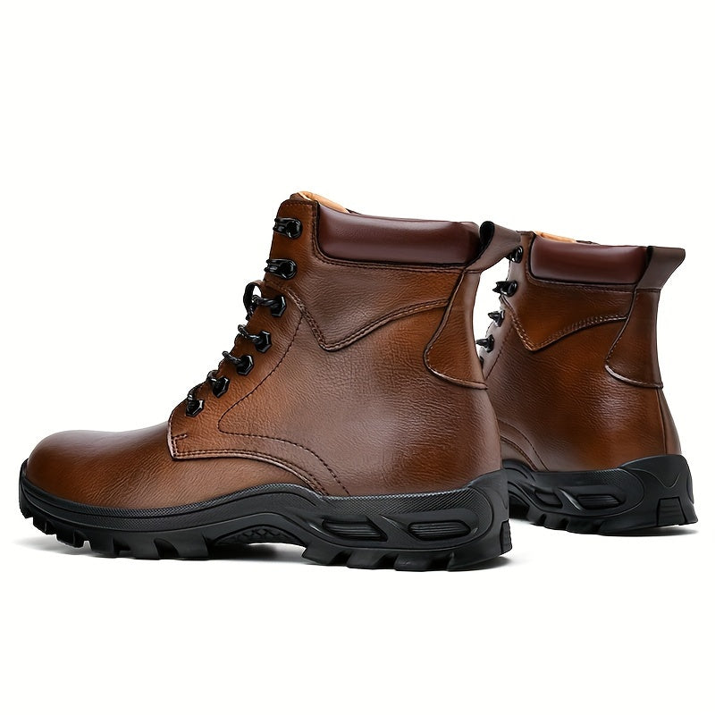 Men's Rugged Lace-Up Boots – Mid-Top Work Boots with Cushioned Footbed