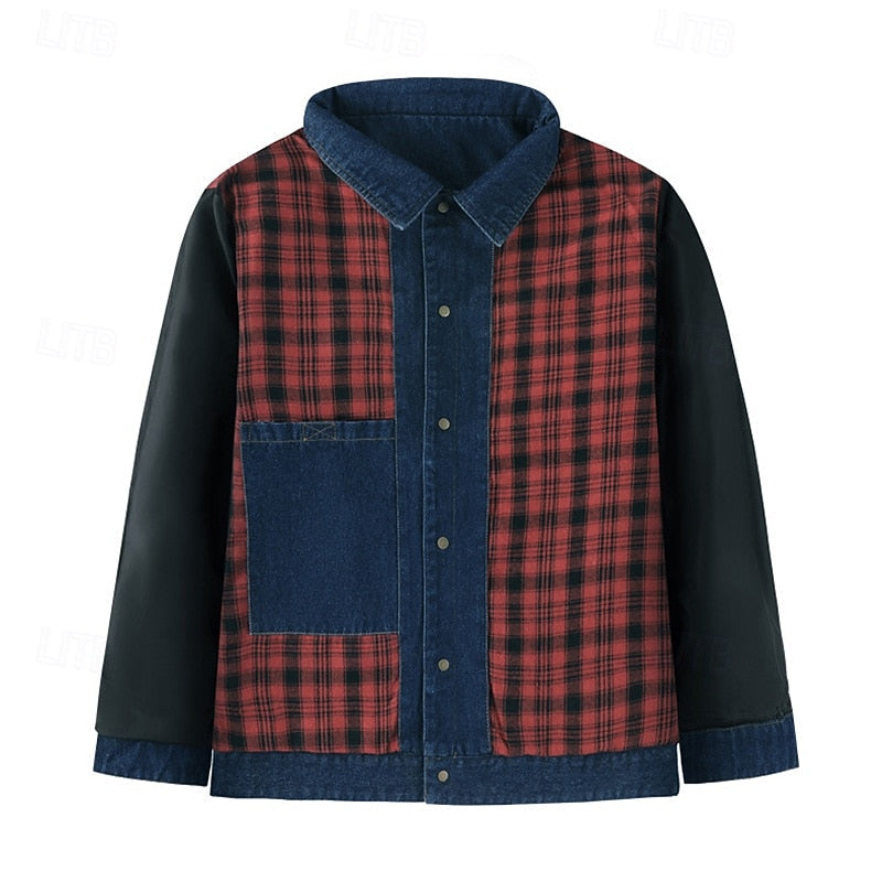 Men's Rugged Lined Work Jacket – Everyday Snap Button Jacket with Chest Pockets
