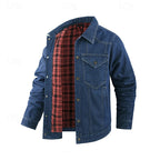 Men's Rugged Lined Work Jacket – Everyday Snap Button Jacket with Chest Pockets