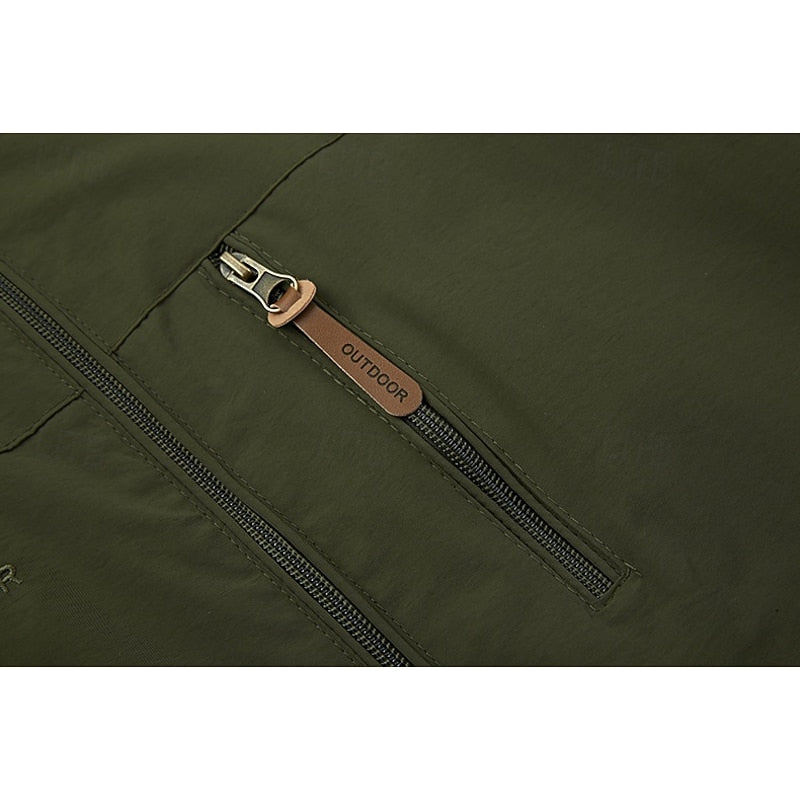 Men's All-Weather Outdoor Jacket – Windproof Stand Collar Jacket with Zip Pockets