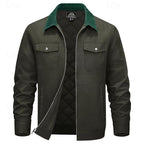 Men's Rugged Utility Jacket – Classic Contrast Collar Work Jacket