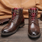 Men's Cap-Toe Ankle Boots – Lace-Up Dress Boots with Inner Zip