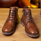 Men's Lace-Up Ankle Boots – Rugged Side-Zip Boots with Grip Sole