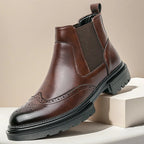 Men's Wingtip Chelsea Boots – Brogue Dress Boots with Elastic Sides