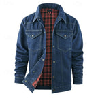 Men's Rugged Lined Work Jacket – Everyday Snap Button Jacket with Chest Pockets