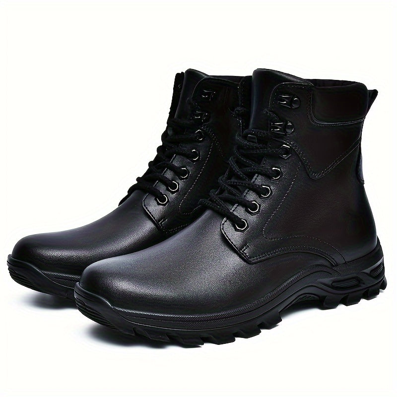 Men's Rugged Lace-Up Boots – Mid-Top Work Boots with Cushioned Footbed