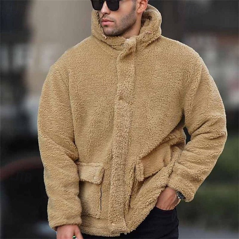 Men's Hooded Winter Jacket – Warm Relaxed Fit Jacket with Front Pockets
