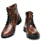 Men's Rugged Lace-Up Boots – Mid-Top Work Boots with Cushioned Footbed