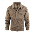 Men's Rugged Lined Work Jacket – Everyday Snap Button Jacket with Chest Pockets