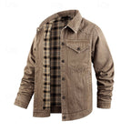 Men's Rugged Lined Work Jacket – Everyday Snap Button Jacket with Chest Pockets