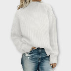 Women's Oversized Cable Knit Sweater – Cozy Mock Neck Chunky Pullover