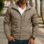 Men's All-Weather Outdoor Jacket – Windproof Stand Collar Jacket with Zip Pockets