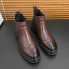 Men's Wingtip Chelsea Boots – Brogue Dress Boots with Elastic Sides