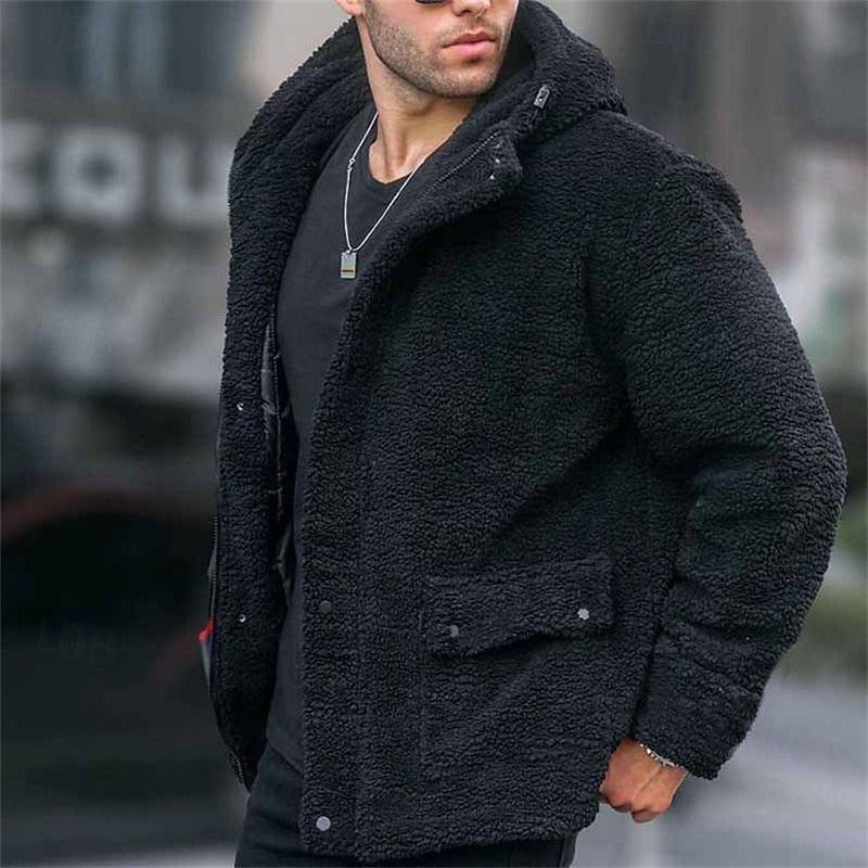 Men's Hooded Winter Jacket – Warm Relaxed Fit Jacket with Front Pockets