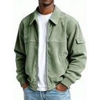 Men's Ribbed Textured Jacket – Classic Collared Casual Jacket with Pockets