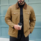 Men's Rugged Utility Jacket – Classic Contrast Collar Work Jacket
