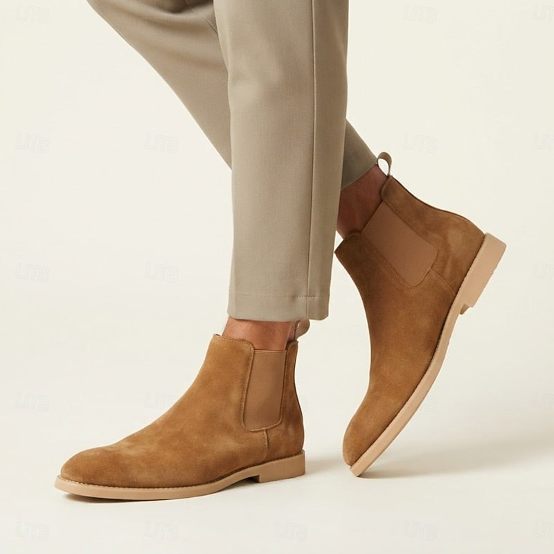 Men's Chelsea Ankle Boots – Classic Slip-On Boots with Elastic Side Panels