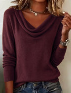 Women's Cowl Neck Long Sleeve Knit Sweater – Soft Plush Relaxed Fit Pullover
