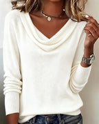 Women's Cowl Neck Long Sleeve Knit Sweater – Soft Plush Relaxed Fit Pullover