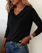 Women's Cowl Neck Long Sleeve Knit Sweater – Soft Plush Relaxed Fit Pullover