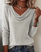 Women's Cowl Neck Long Sleeve Knit Sweater – Soft Plush Relaxed Fit Pullover