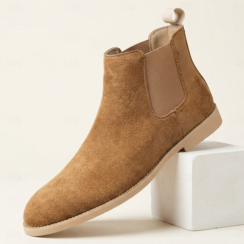 Men's Chelsea Ankle Boots – Classic Slip-On Boots with Elastic Side Panels